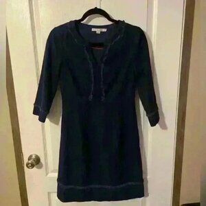 Boden navy sheath dress with fringe detail